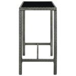 Table bar de jardin Gris 130x60x110 cm Résine tressée et verre – Image 2