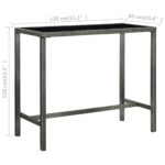 Table bar de jardin Gris 130x60x110 cm Résine tressée et verre – Image 5