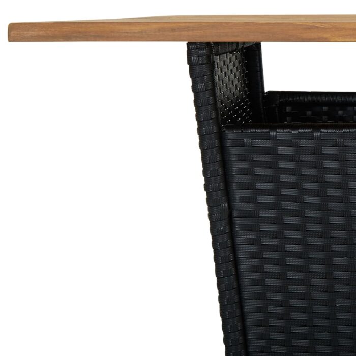 Table de bar Noir 80x80x110 cm Résine tressée et bois d'acacia – Image 4