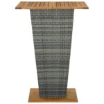 Table de bar Gris 80x80x110 cm Résine tressée et bois d'acacia – Image 2