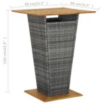 Table de bar Gris 80x80x110 cm Résine tressée et bois d'acacia – Image 5