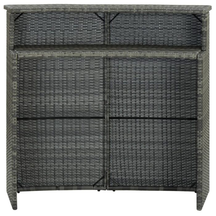 Table de bar de jardin Gris 120x55x110 cm Résine tressée – Image 2