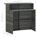 Table de bar de jardin Gris 120x55x110 cm Résine tressée – Image 7