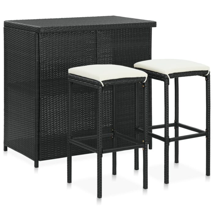 Ensemble de bar 3 pcs Résine tressée Noir – Image 1
