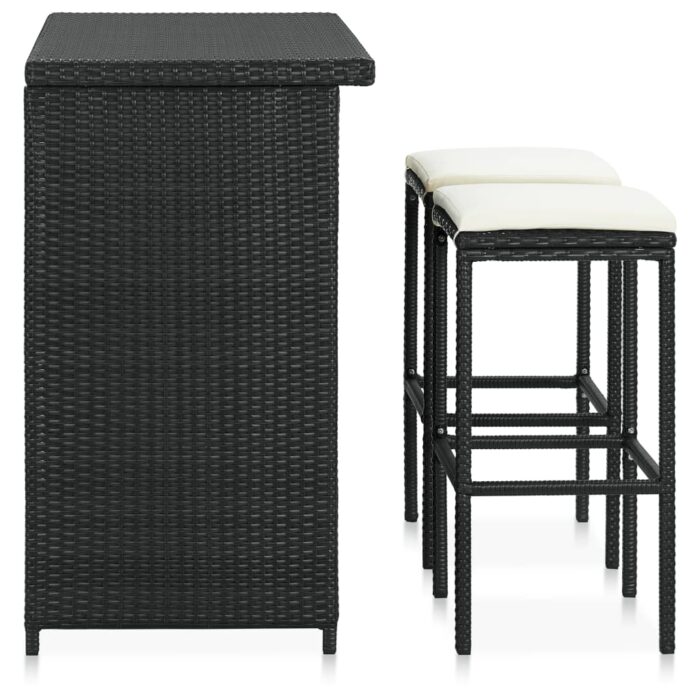 Ensemble de bar 3 pcs Résine tressée Noir – Image 3