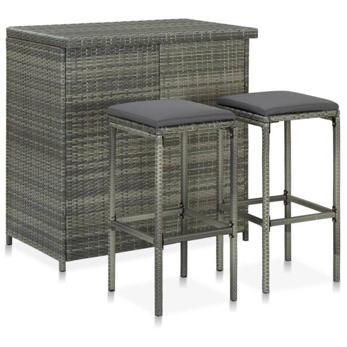 Ensemble de bar 3 pcs Résine tressée Gris – Image 1