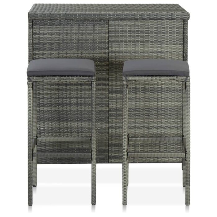 Ensemble de bar 3 pcs Résine tressée Gris – Image 2