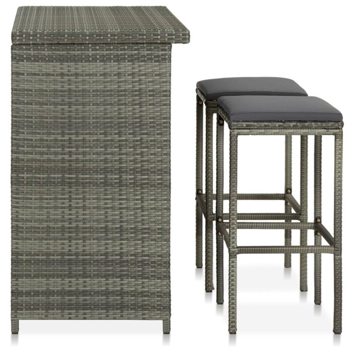 Ensemble de bar 3 pcs Résine tressée Gris – Image 3