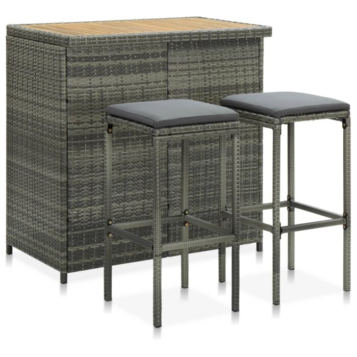 Ensemble de bar 3 pcs Résine tressée Gris – Image 1