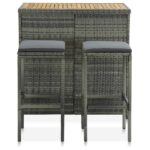 Ensemble de bar 3 pcs Résine tressée Gris – Image 2