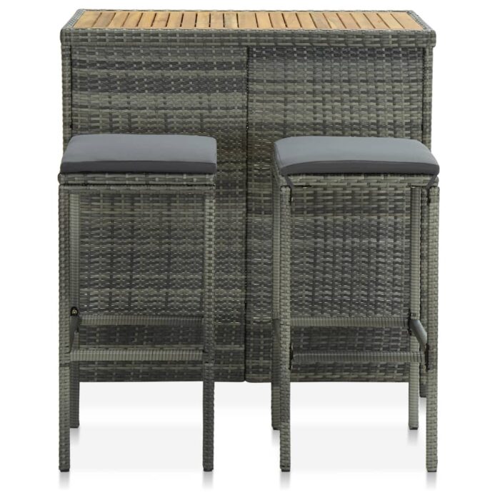 Ensemble de bar 3 pcs Résine tressée Gris – Image 2