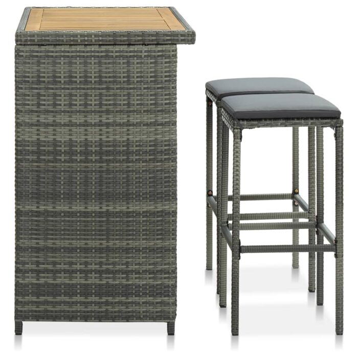 Ensemble de bar 3 pcs Résine tressée Gris – Image 3