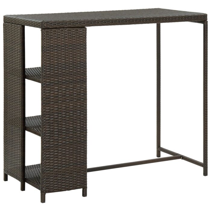 Table de bar avec rangement Marron 120x60x110 cm Résine tressée – Image 1