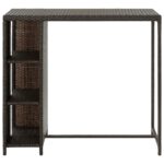Table de bar avec rangement Marron 120x60x110 cm Résine tressée – Image 2