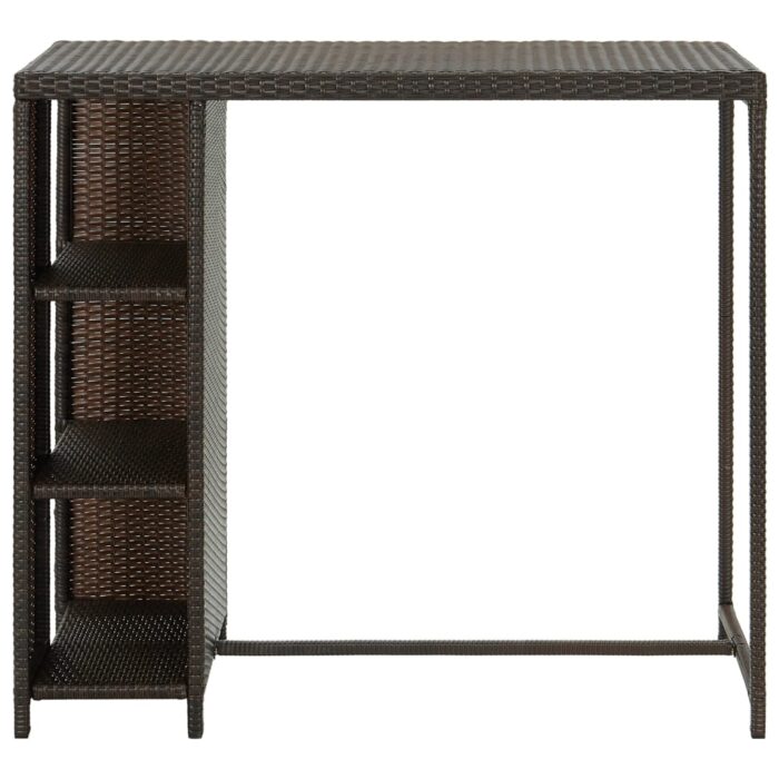 Table de bar avec rangement Marron 120x60x110 cm Résine tressée – Image 2