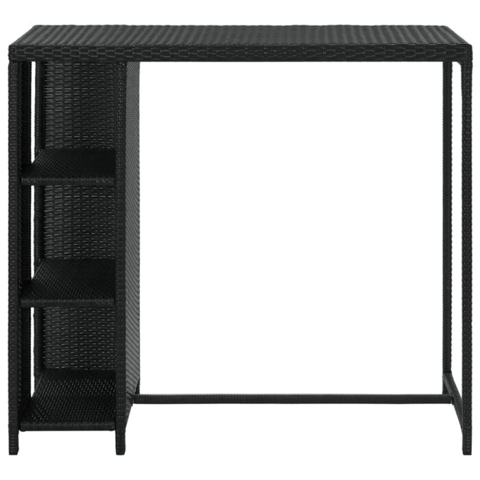 Table de bar avec rangement Noir 120x60x110 cm Résine tressée – Image 2