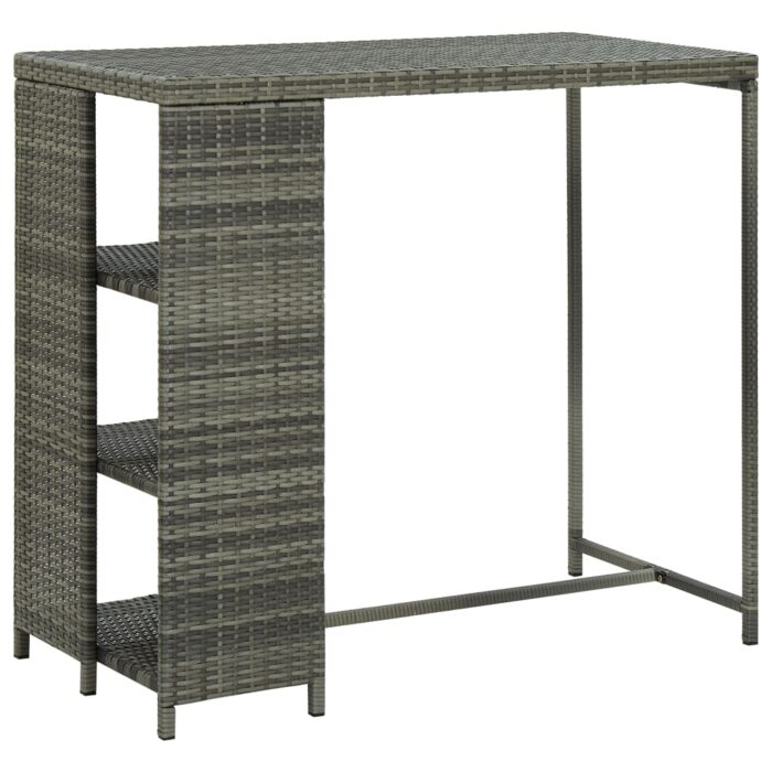VXL8720286146804_a_en_hd_1.jpg Table de bar avec rangement Gris 120x60x110 cm Résine tressée – Image 1