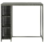 Table de bar avec rangement Gris 120x60x110 cm Résine tressée – Image 2