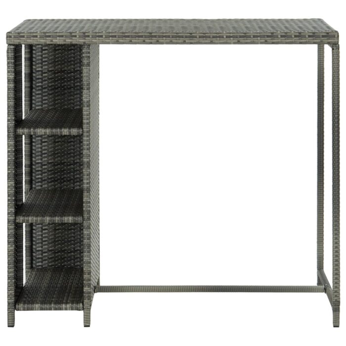 Table de bar avec rangement Gris 120x60x110 cm Résine tressée – Image 2