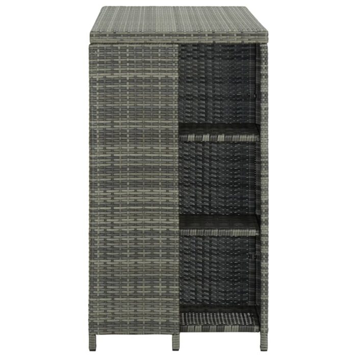 Table de bar avec rangement Gris 120x60x110 cm Résine tressée – Image 3