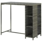 Table de bar avec rangement Gris 120x60x110 cm Résine tressée – Image 4