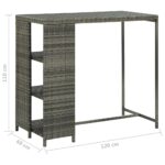 Table de bar avec rangement Gris 120x60x110 cm Résine tressée – Image 6