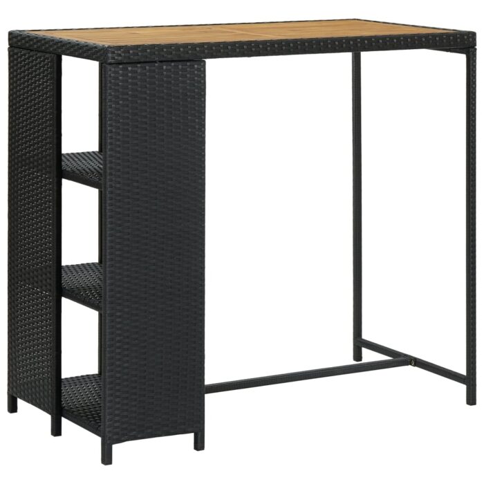 Table de bar avec rangement Noir 120x60x110 cm Résine tressée – Image 1