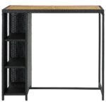 Table de bar avec rangement Noir 120x60x110 cm Résine tressée – Image 2