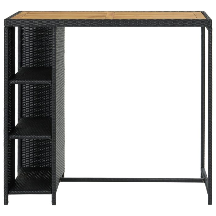 Table de bar avec rangement Noir 120x60x110 cm Résine tressée – Image 2