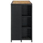Table de bar avec rangement Noir 120x60x110 cm Résine tressée – Image 3