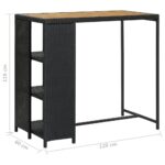 Table de bar avec rangement Noir 120x60x110 cm Résine tressée – Image 6