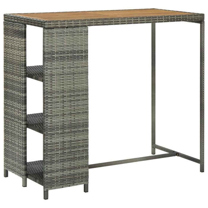 Table de bar avec rangement Gris 120x60x110 cm Résine tressée – Image 1