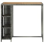 Table de bar avec rangement Gris 120x60x110 cm Résine tressée – Image 2
