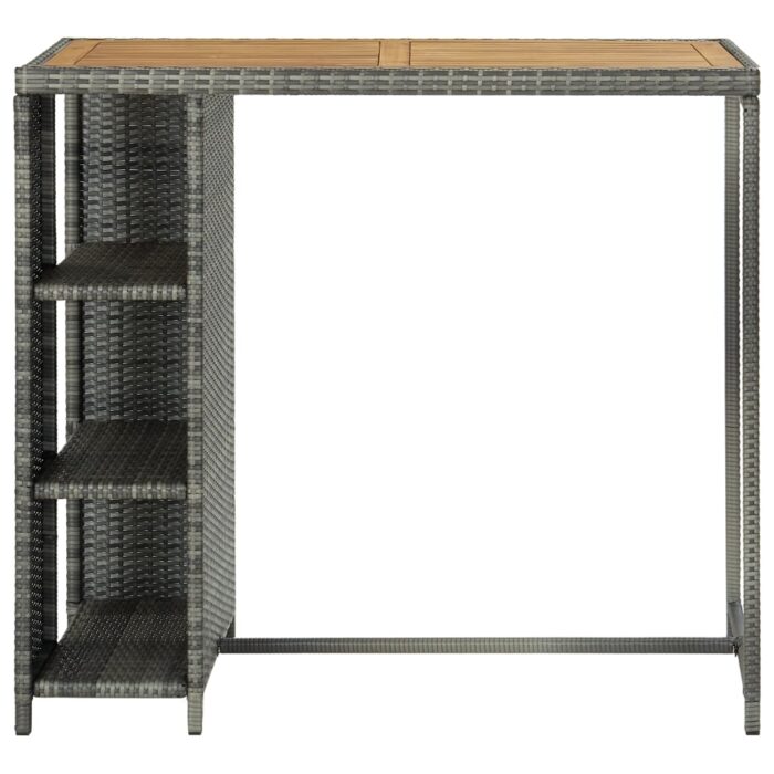 Table de bar avec rangement Gris 120x60x110 cm Résine tressée – Image 2