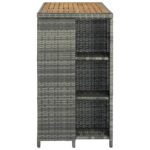 Table de bar avec rangement Gris 120x60x110 cm Résine tressée – Image 3