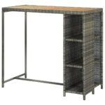 Table de bar avec rangement Gris 120x60x110 cm Résine tressée – Image 4