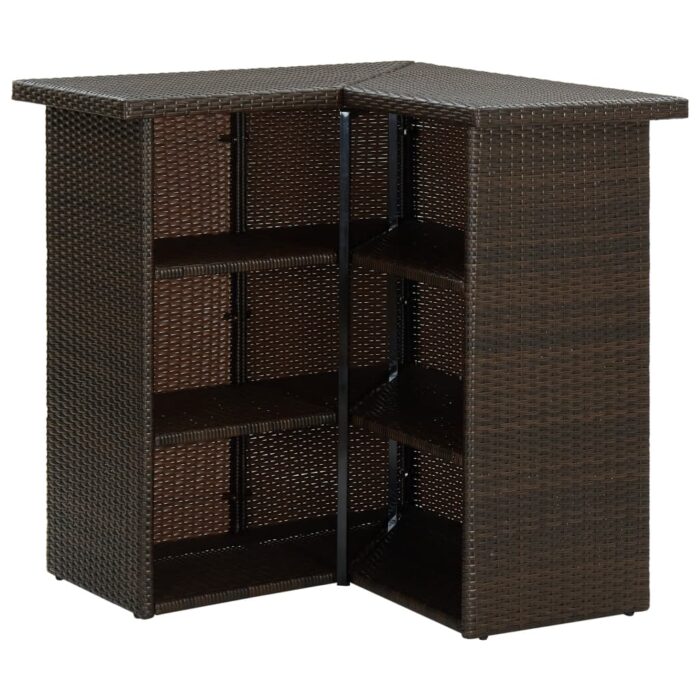 Table d'angle de bar Marron 100x50x105 cm Résine tressée – Image 4
