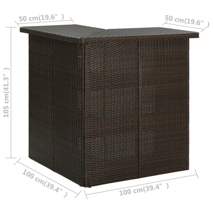 Table d'angle de bar Marron 100x50x105 cm Résine tressée – Image 6