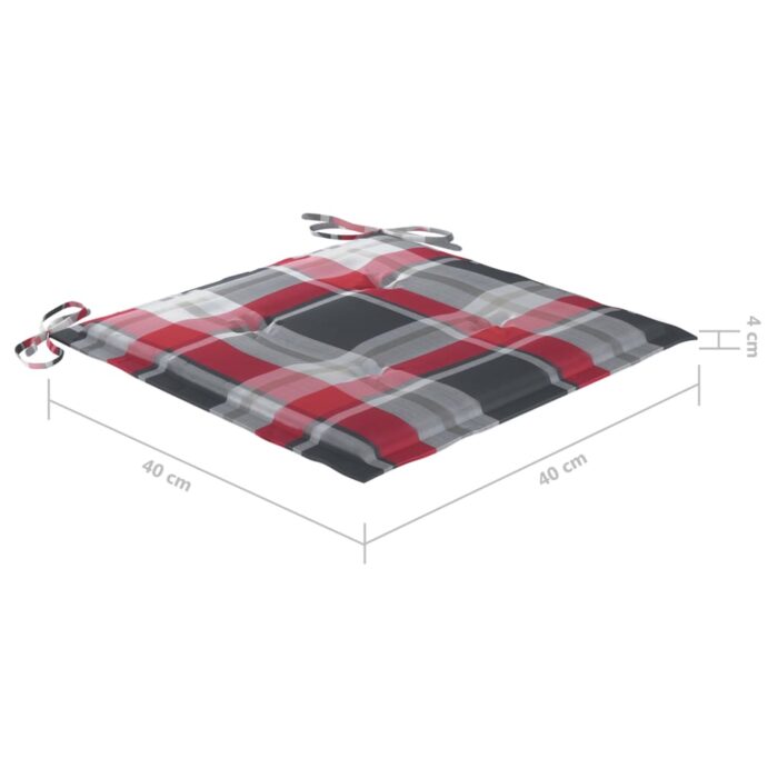 Coussins de chaise de jardin 2 pcs carreaux rouges 40x40x3 cm – Image 5