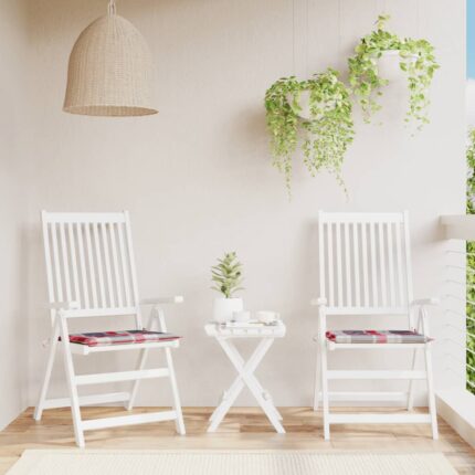 Coussins de chaise de jardin 2 pcs carreaux rouges 40x40x3 cm