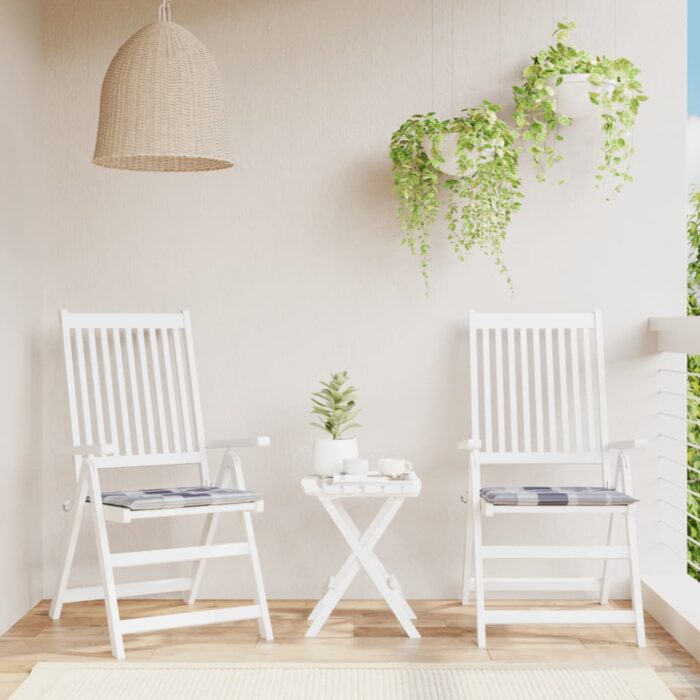 Coussins de chaise de jardin 2 pcs carreaux gris 40x40x3 cm – Image 1
