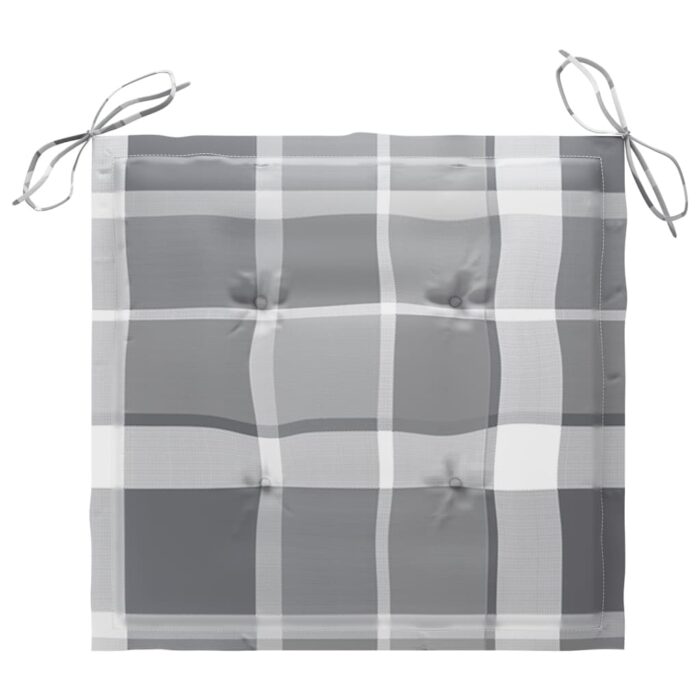 Coussins de chaise de jardin lot de 4 carreaux gris 40x40x3 cm – Image 3