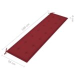 Coussin de banc de jardin rouge bordeaux 180x50x3 cm – Image 3