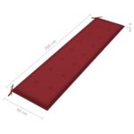 Coussin de banc de jardin rouge bordeaux 200x50x4 cm – Image 3