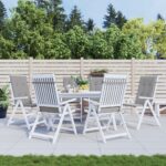 Coussins de chaise de jardin à dossier haut lot de 6 gris tissu