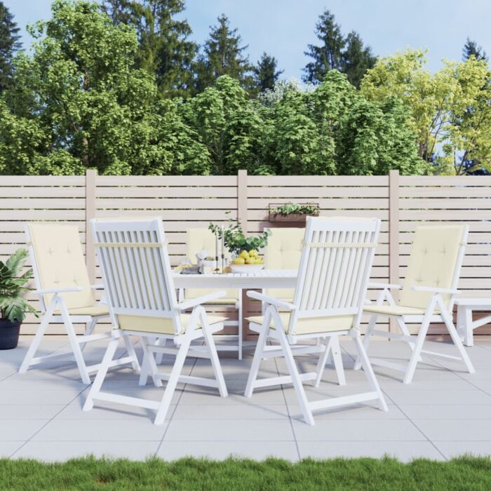 VXL8720286148198_m_en_hd_1.jpg Coussins de chaise de jardin dossier haut lot de 6 crème tissu – Image 1