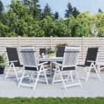 Coussins de chaise de jardin à dossier haut lot de 6 noir tissu