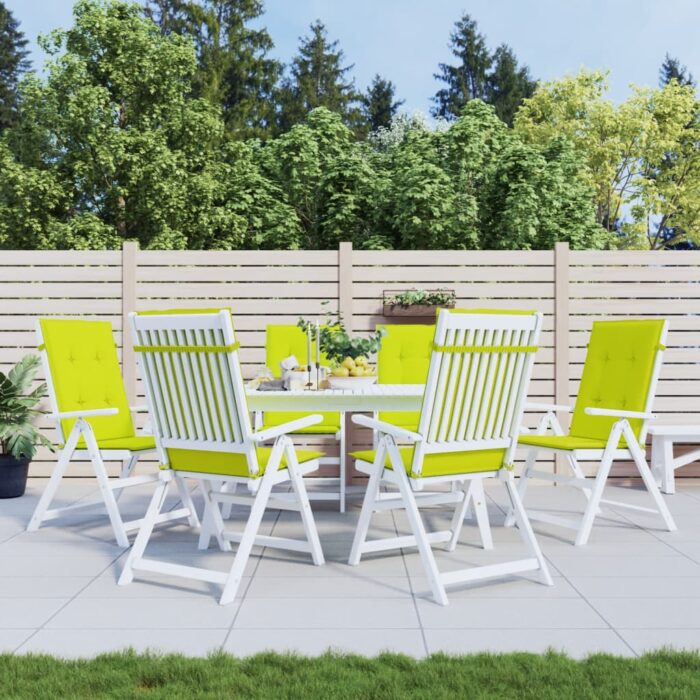 Coussins de chaise de jardin à dossier haut lot de 6 vert vif – Image 1