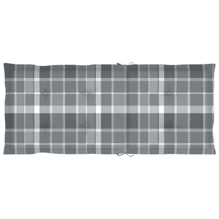Coussins de chaise jardin à dossier haut lot de 2 carreaux gris – Image 3