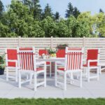 Coussins de chaise de jardin à dossier bas lot de 6 rouge